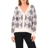 Cece Argyle V-neck Cardigan In Multi