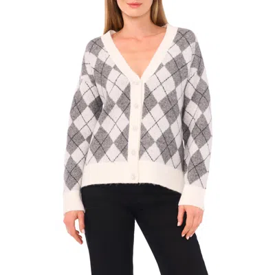 Cece Argyle V-neck Cardigan In Multi