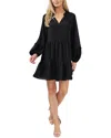 Cece Womens V Neck Long Sleeve Mini Dress In Black