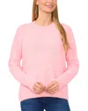 Cece Beaded Crewneck Sweater In Prism Pink