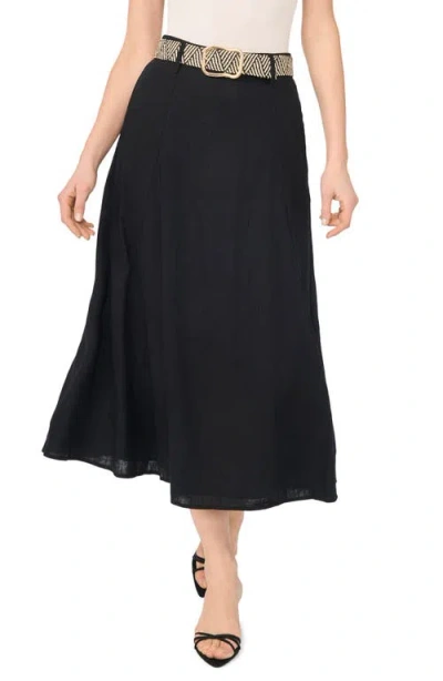Cece Belted Linen Skirt In Black