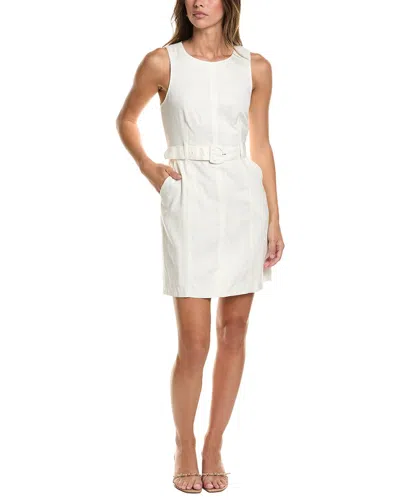 Cece Belted Linen-blend Mini Dress In White