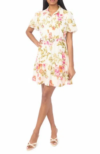Cece Belted Shirtdress In White