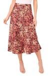 Cece Bias Cut Satin Midi Skirt In Multi