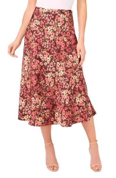 Cece Bias Cut Satin Midi Skirt In Multi