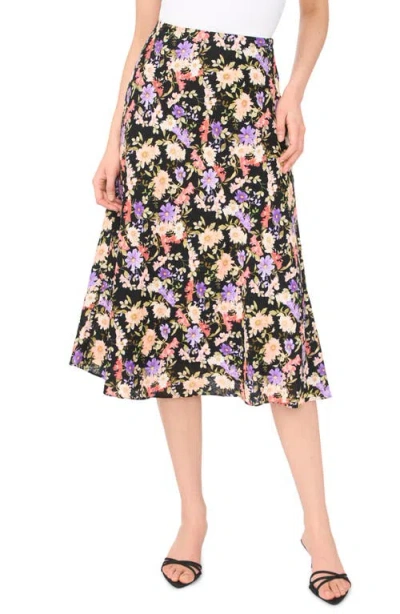 Cece Bias Cut Satin Midi Skirt In Multi