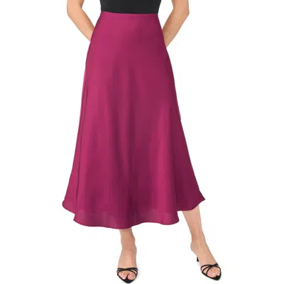 Cece Bias Cut Satin Midi Skirt In Pink