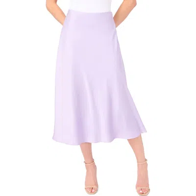 Cece Bias Cut Satin Midi Skirt In Purple