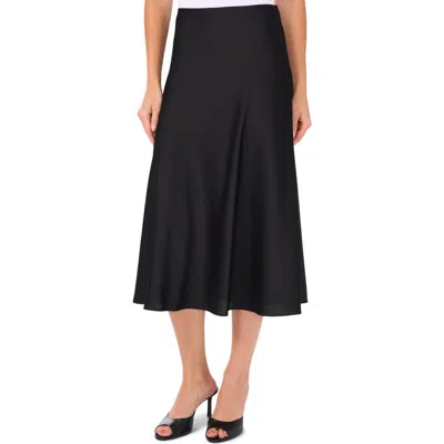 Cece Bias Cut Satin Midi Skirt In Rich Black