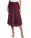 Cece Bias Cut Satin Midi Skirt In Purple