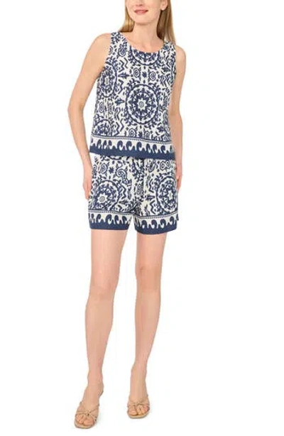 Cece Boarder Print Tank & Shorts Set In Blue
