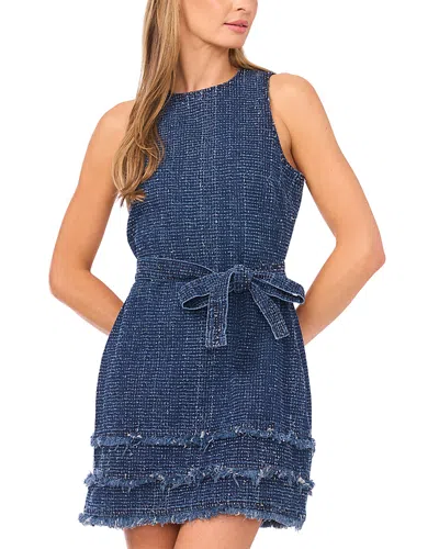 Cece Boucle Denim Dress In Blue
