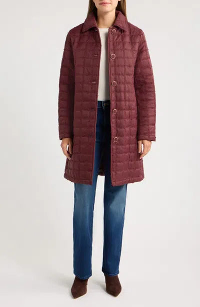 Cece Boucle Quilted Longline Jacket In Brown