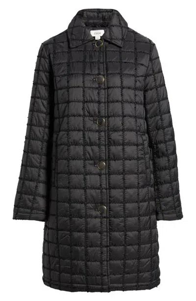 Cece Boucle Quilted Longline Jacket In Black