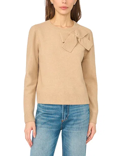 Cece Bow Applique Crewneck Sweater In Brown