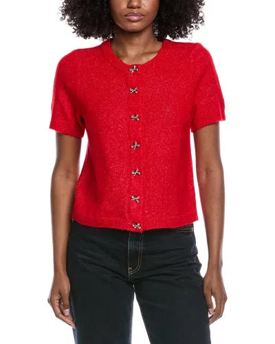 Cece Bow Button Cardigan In Red