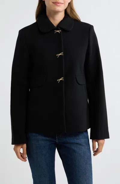 Cece Bow Button Swing Jacket In Black