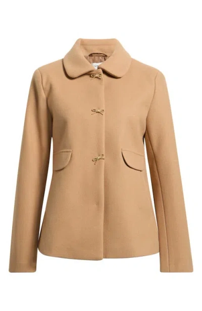 Cece Bow Button Swing Jacket In Brown