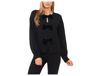 Cece Bow Closure Cardigan In Black