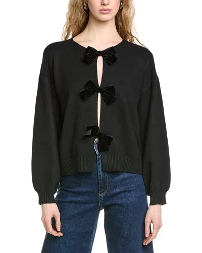 Cece Bow Closure Cardigan In Black