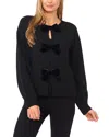 Cece Bow Closure Cardigan Sweater In Black
