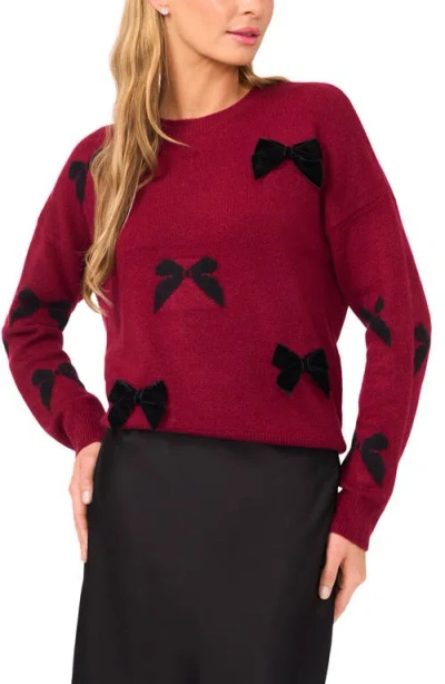 Cece Bow Crewneck Sweater In Red