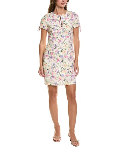 Cece Bow Detail Keyhole Linen-blend Mini Dress In Animal Print