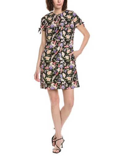 Cece Bow Detail Keyhole Linen-blend Mini Dress In Black