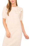 Cece Bow Detail Puff Sleeve Sweater In Pink