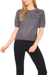 Cece Bow Detail Puff Sleeve Sweater In Blue