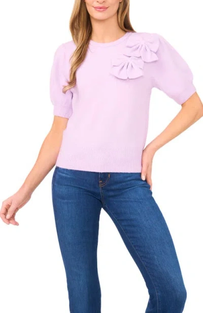 Cece Bow Detail Puff Sleeve Sweater In Pink