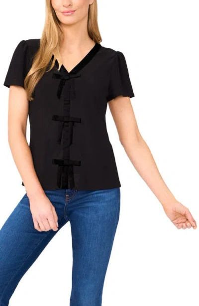 Cece Bow Detail Satin Top In Black
