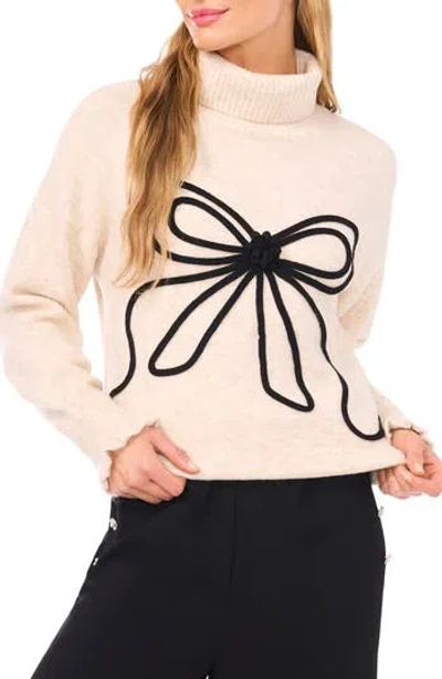 Cece Bow Detail Turtleneck Sweater In Pink