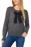 Cece Bow Front Crewneck Sweater In Medium Heather Grey