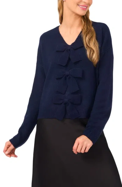 Cece Bow Front Sweter In Blue