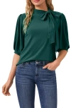 Cece Bow Knit Top In Dark Forest