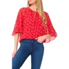 Cece Bow Print Flutter Sleeve Top