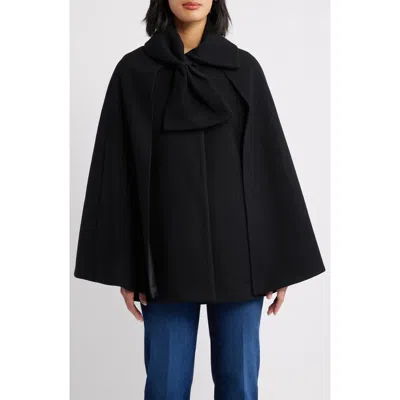 Cece Bow Scarf Collar Cape In Black