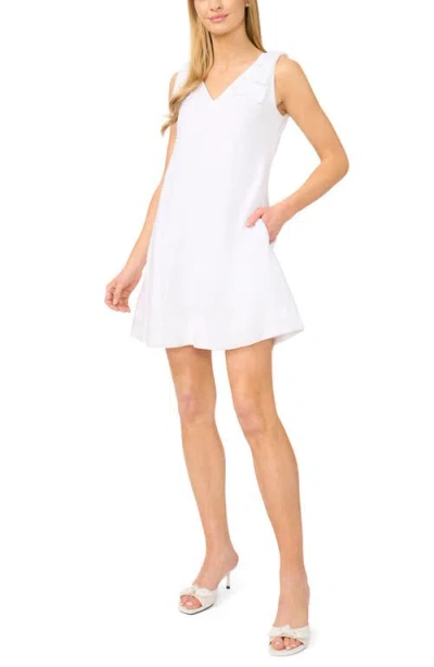 Cece Bow Shoulder Shift Minidress In White