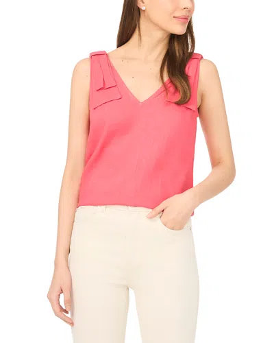 Cece Bow Shoulder V-neck Tank In Pink