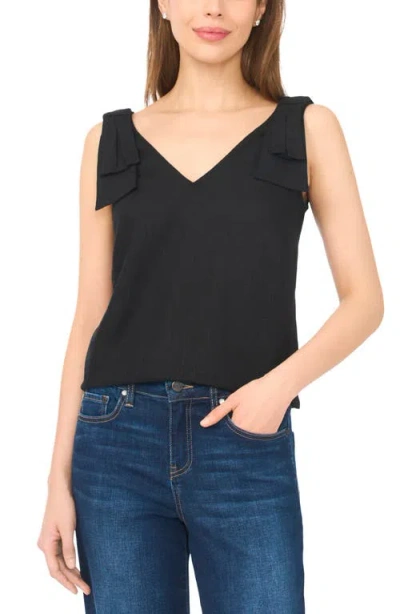 Cece Bow Shoulder V-neck Tank In Black