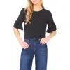 Cece Flounce Elbow Bow Sleeve Top In Black