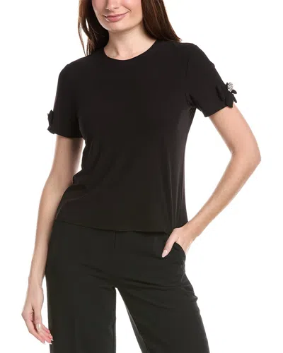 Cece Short Sleeve Bow Sleeve Knit Top In Black