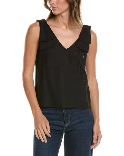 Cece Bow Strap Linen-blend Tank In Black