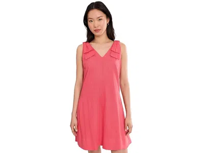 Cece Bow Strap V-neck A-line Dress In Pink