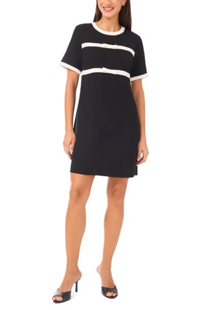 Cece Bow Stripe Shift Dress In Black