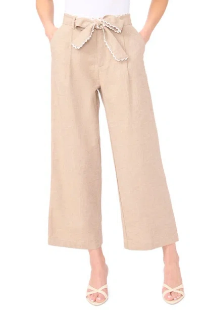 Cece Bow Tie Waist Ankle Wide Leg Pants In Neutral