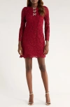 Cece Bow Trim Lace Sheath Dress In Burgundy
