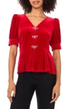 Cece Bow Velvet Top In Red