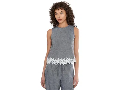 Cece Boxy Sleeveless Linen-blend Top In Gray